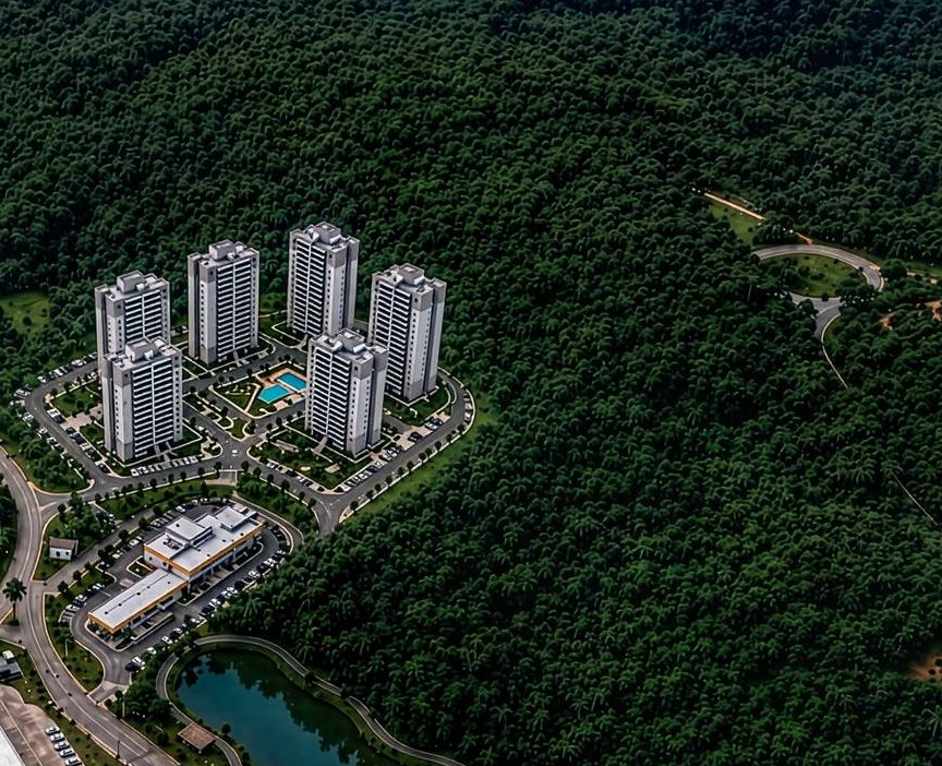 Torres residenciais do Residencial Suécia com área de lazer central